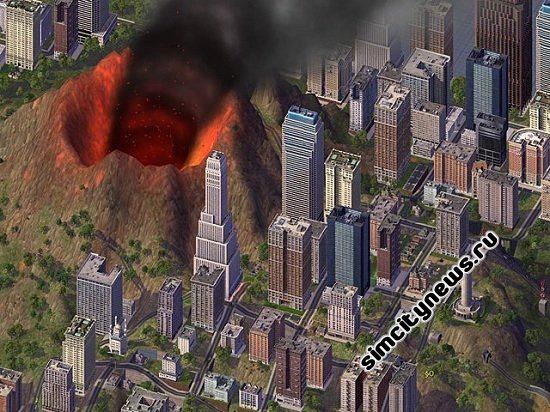 Извержение вулкана в SimCity