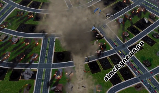 Торнадо сносит город SimCity